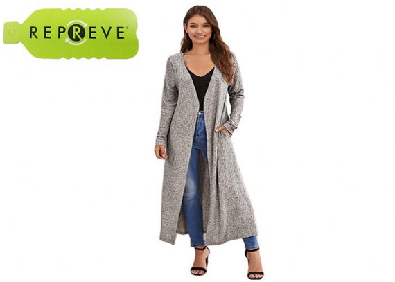 Recycled Polyester Knitted Long Sustainable Cardigan for Women - 13133341