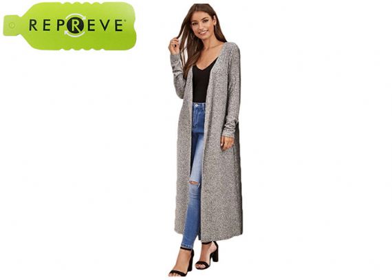 Recycled Polyester Knitted Long Sustainable Cardigan for Women - 13133341