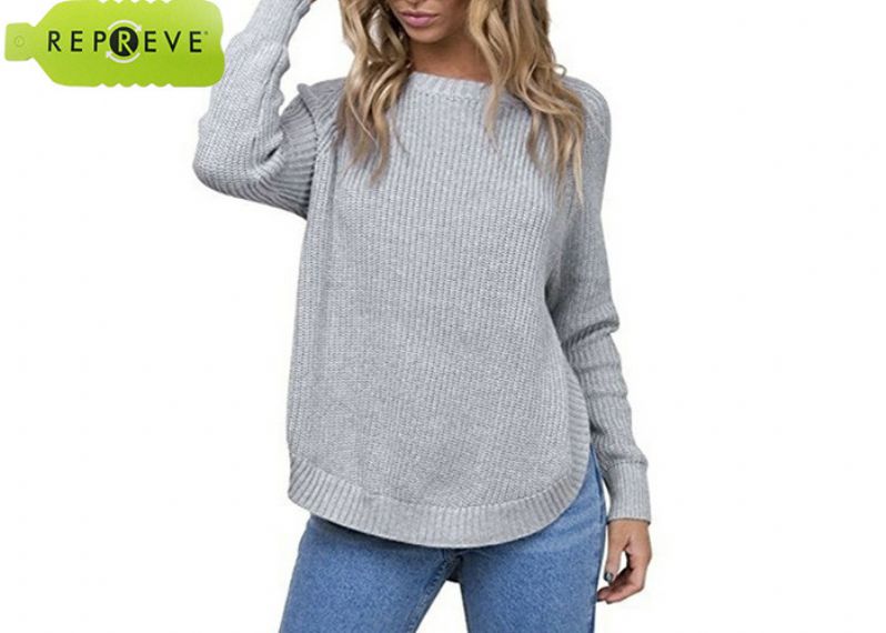 Women Round Neck 7GG Knitted Recycled Sweater - 13134164