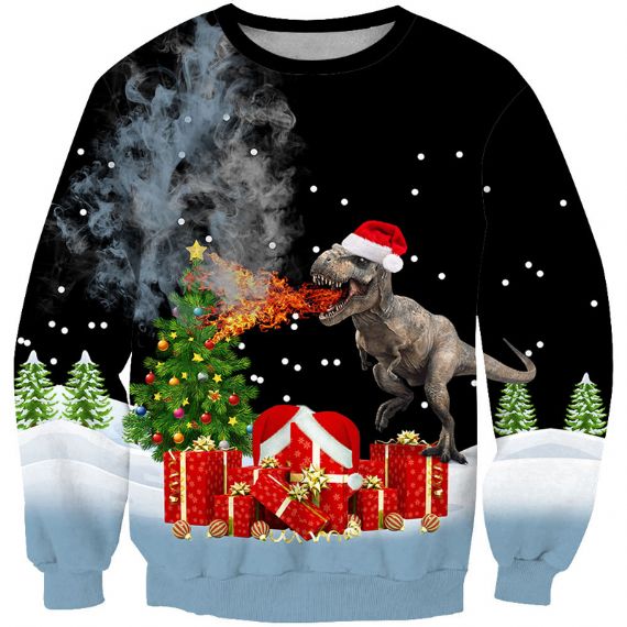 Dinosaur Sublimation On Black Hoodie - SPS49