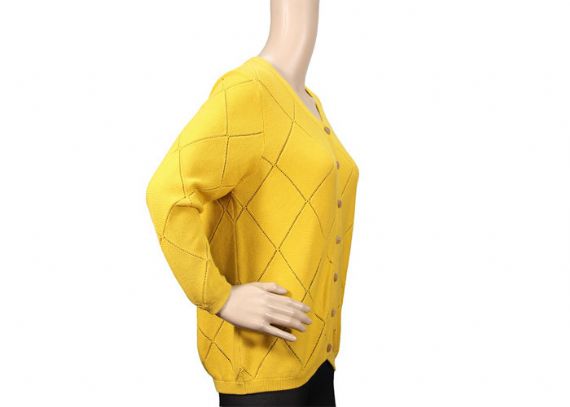 Cotton And Acrylic Button Spring Womens Knit Sweater, Soft Knit Cardigan - 12093419