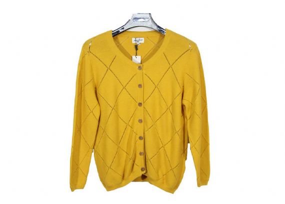 Cotton And Acrylic Button Spring Womens Knit Sweater, Soft Knit Cardigan - 12093419