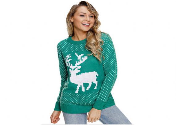 Christmas Elk Womens Knitted Jumpers 12 GG Nylon / Acrylic Materials Pullover - 11153740