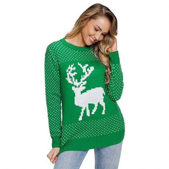 Christmas Elk Womens Knitted Jumpers 12 GG Nylon / Acrylic Materials Pullover - 11153740