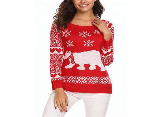 Custom Round Neck Reindeer Ugly Sweater, Womens Christmas Sweaters Europe Style - 11153746