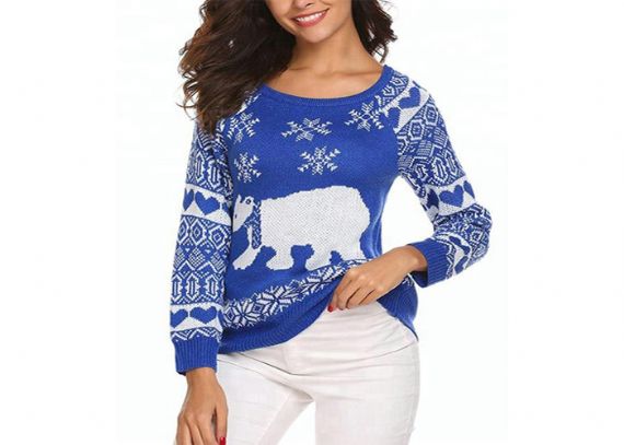 Custom Round Neck Reindeer Ugly Sweater, Womens Christmas Sweaters Europe Style - 11153746