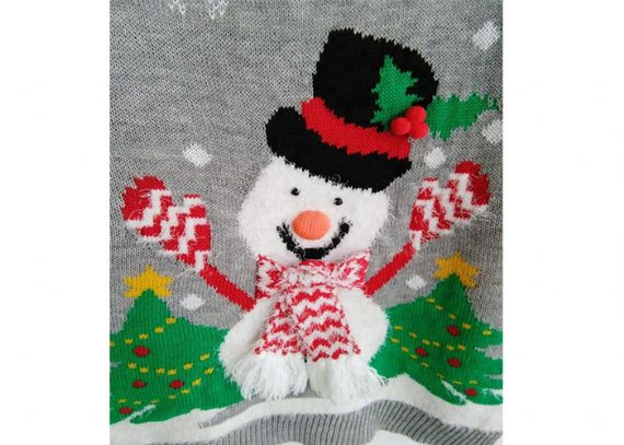 Women Cute Sweater Pullover Ugly Grey Christmas Funny Snowman Pattern - 11153755