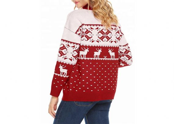 Turtleneck Winter Warm Christmas Reindeer Cute Sweater For Women - 11153756