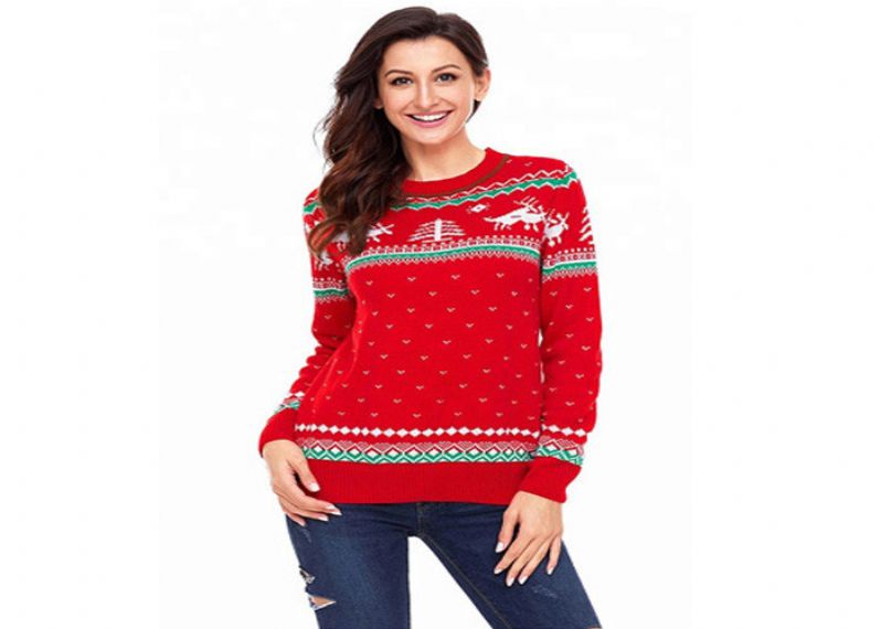 Girls China Cool Ugly Christmas Reindeer Snowflake Sweater Jumper OEM Service - 11153757