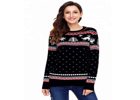 Girls China Cool Ugly Christmas Reindeer Snowflake Sweater Jumper OEM Service - 11153757