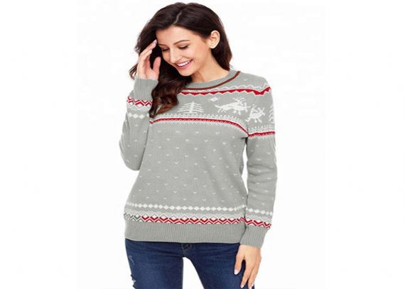 Girls China Cool Ugly Christmas Reindeer Snowflake Sweater Jumper OEM Service - 11153757