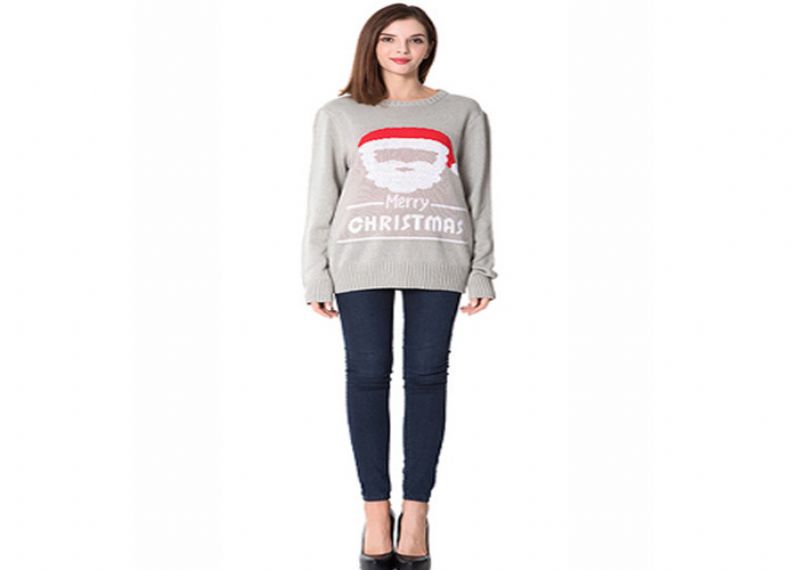 White Lady Round Neck Long Sleeve Ugly Christmas Sweaters Knitting Pullover Jumper - 11153763
