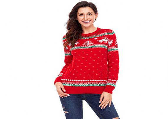 Ladies Plus Size Ugly Christmas Sweater Round Neck Long Sleeve Pullover Sweater - 11153771