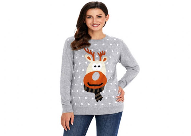 Women's Knitted Round Neck Ugly Christmas Jumper - 11153773