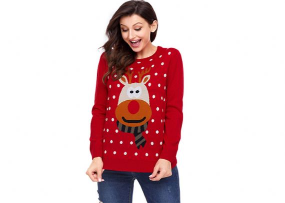 Women's Knitted Round Neck Ugly Christmas Jumper - 11153773