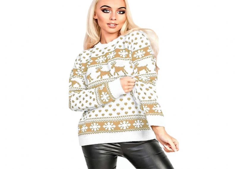 Snowflake Reindeer Patterns Christmas Sweater for Women - 11153774