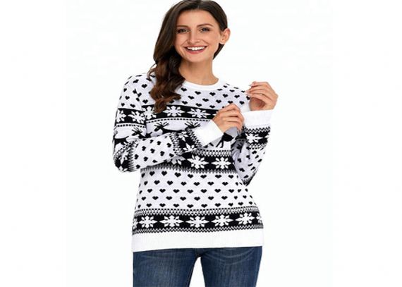 Snowflake Reindeer Patterns Christmas Sweater for Women - 11153774