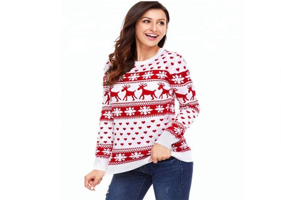 Snowflake Reindeer Patterns Christmas Sweater for Women - 11153774