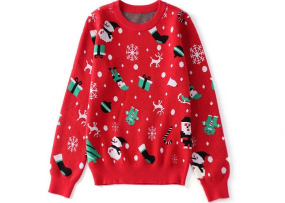 Jacquard Snowflake Ugly Christmas Sweater Computer Knitted Technics - 11153794