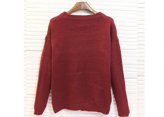 Round Neck Acrylic Lady Ugly Christmas Sweater Embroidered Pattern For Women - 11654975