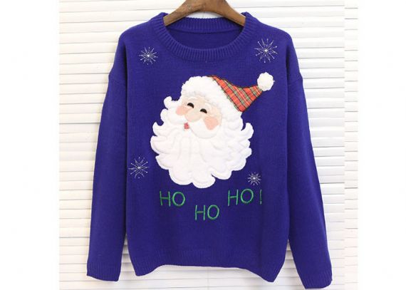 Round Neck Acrylic Lady Ugly Christmas Sweater Embroidered Pattern For Women - 11654975