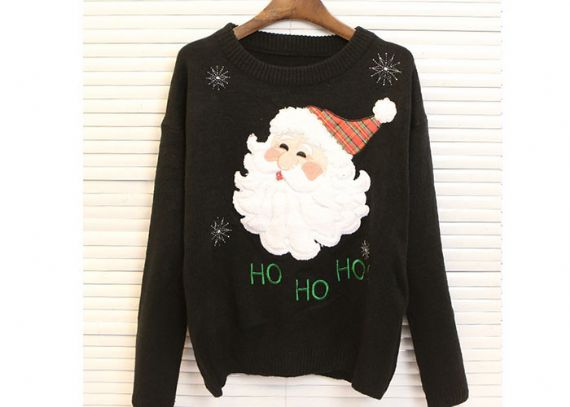 Round Neck Acrylic Lady Ugly Christmas Sweater Embroidered Pattern For Women - 11654975