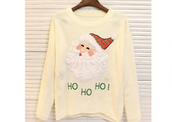 Round Neck Acrylic Lady Ugly Christmas Sweater Embroidered Pattern For Women - 11654975