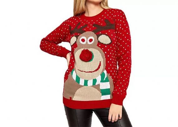 Round Collar Knitting Women Ugly Christmas Sweater Pullover Cute Deer Pattern - 11662816