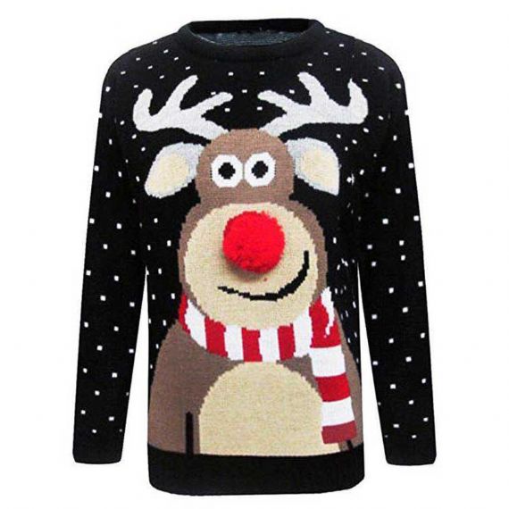 Round Collar Knitting Women Ugly Christmas Sweater Pullover Cute Deer Pattern - 11662816