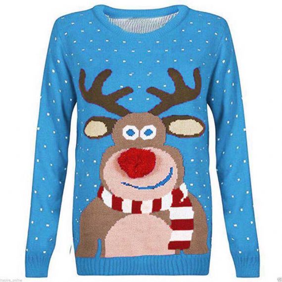 Round Collar Knitting Women Ugly Christmas Sweater Pullover Cute Deer Pattern - 11662816