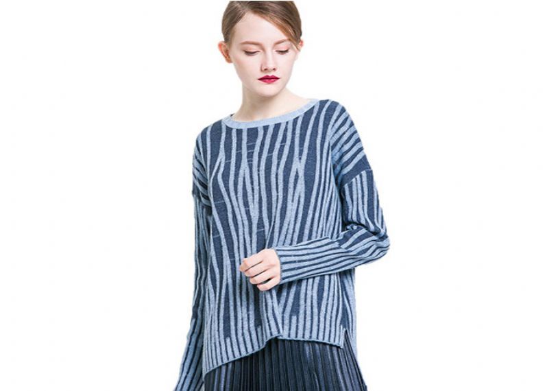 Custom New Arrival Knitted Stripes Plus Size Pullover Sweater For Women - 11202511