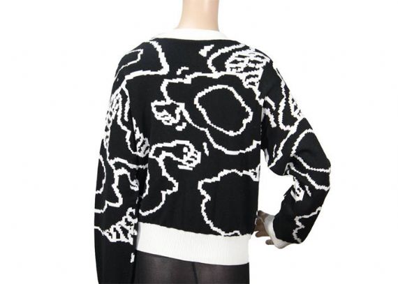 Pure Cotton Black And White Jacquard Womens Knit Sweater , Custom Spring Sweaters - 12099613