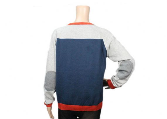 Round Neck Long Sleeve Oversized Knit Sweaters Blue Ladies Jacquard Pattern - 12103674