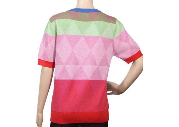 Summer Loose Knit Pullover Sweater Diamond Lattice Checked Ball Decoration - 12104023