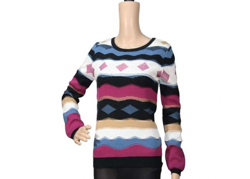 Dolman Sleeve Intasia Patterned Diamond Lattice Sweater Women Knitwear - 12104878