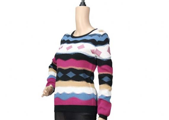 Dolman Sleeve Intasia Patterned Diamond Lattice Sweater Women Knitwear - 12104878