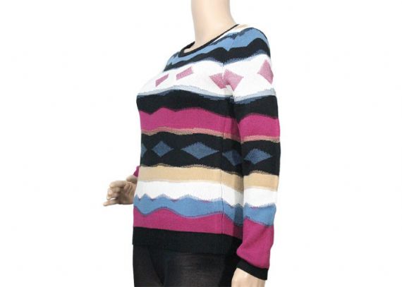 Dolman Sleeve Intasia Patterned Diamond Lattice Sweater Women Knitwear - 12104878