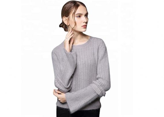 Splice Sleeves Cozy Knit Sweater Angora Rabbit Wool Materials Soft Warm For Ladies - 11202498
