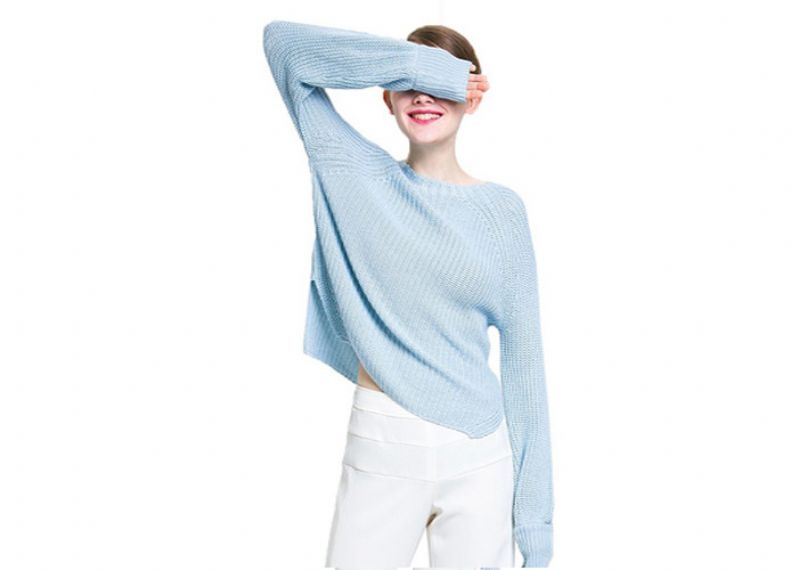 Rib Knitted Plus Size Ladies Pullover Sweaters Computer Knitted Technics - 11202508