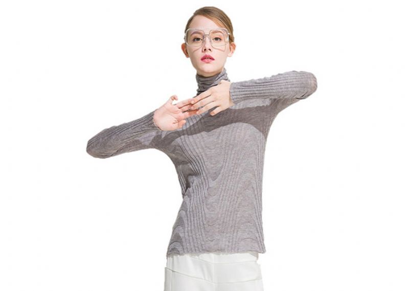 High Neck Womens Knit Sweater Long Sleeve Soft Thin Jumper Nylon / Acrylic Material - 11202515