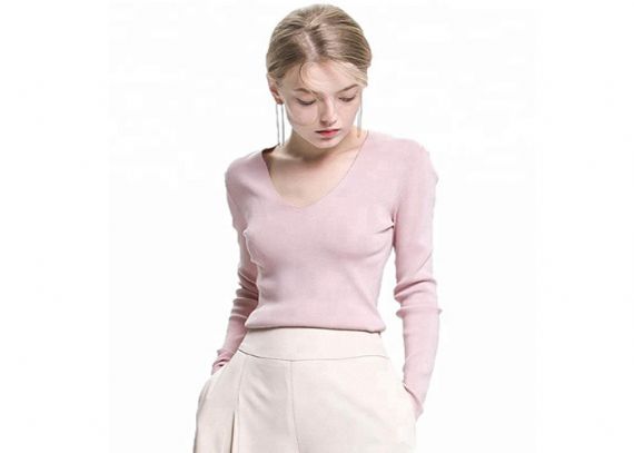 Thin Slim V Neck Pullover Women Sweater - 11202561