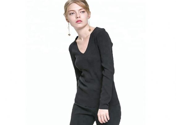 Thin Slim V Neck Pullover Women Sweater - 11202561