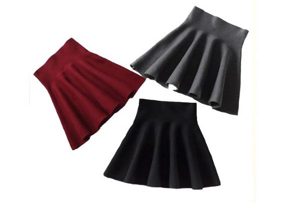 High Waist Grid Pattern Girls Skater Skirt / Fashionable Plaid Mini Skirt - 11612198