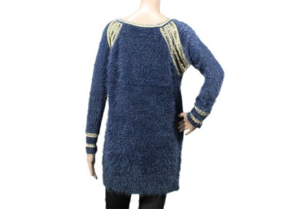 Pure Feather Yarn Rivet Soft Fuzzy Long Cozy Womens Knit Sweater Soft Hand Feel - 12099862