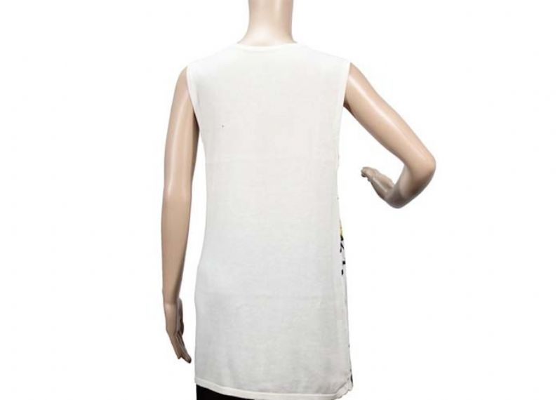 Cozy White Crew Neck Printed Womens Knit Sweater Vest Sleeveless Anti - Wrinkle - 12104077