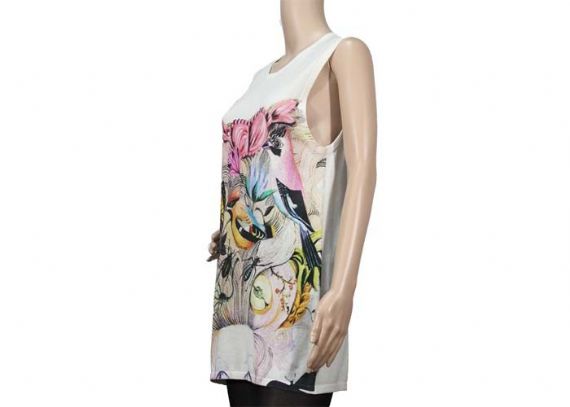 Cozy White Crew Neck Printed Womens Knit Sweater Vest Sleeveless Anti - Wrinkle - 12104077