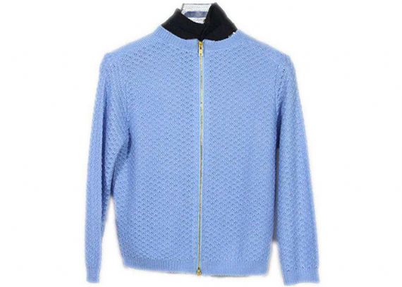 Light Blue Argyle Open Front Cardigan Zip Up Solid Color Sweater For Women - 12104312