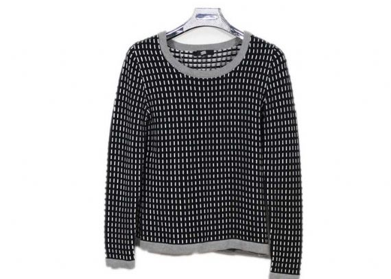 Autumn Winter Warm Thick Womens Knit Sweater Black And White Female Acrylic - 12104808