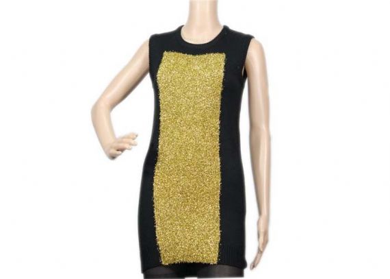 Black Gold Color Sleeveless Womens Knit Sweater Vest , Long Ladies Sweater Vest - 12105322