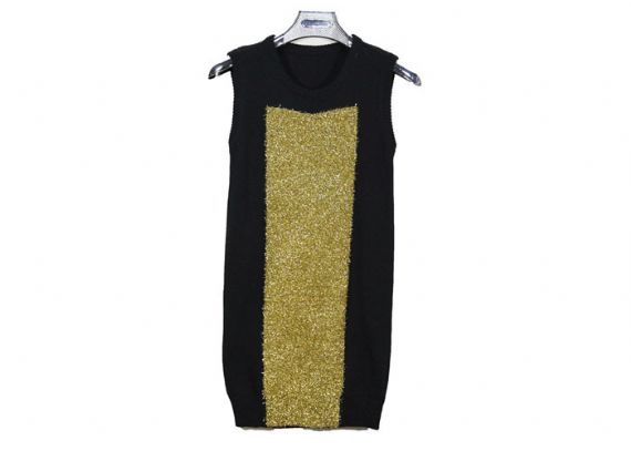 Black Gold Color Sleeveless Womens Knit Sweater Vest , Long Ladies Sweater Vest - 12105322